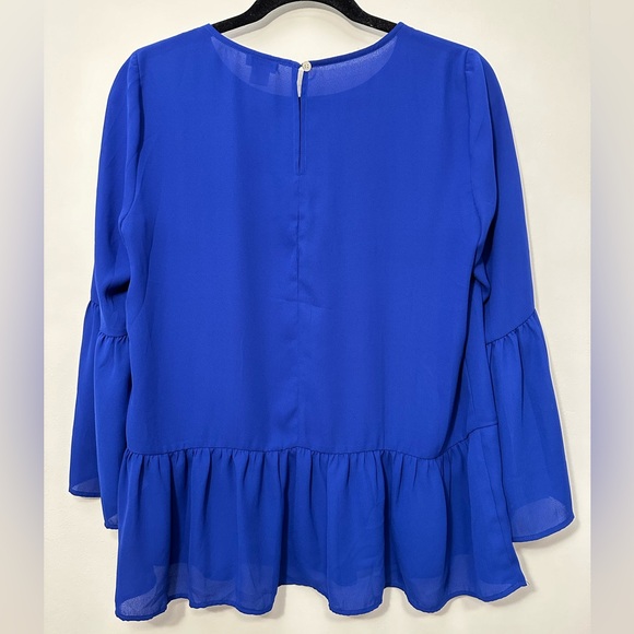 J. Crew Women’s Long Sleeve Blue Blouse with Bell Sleeves Size S - Picture 2 of 3